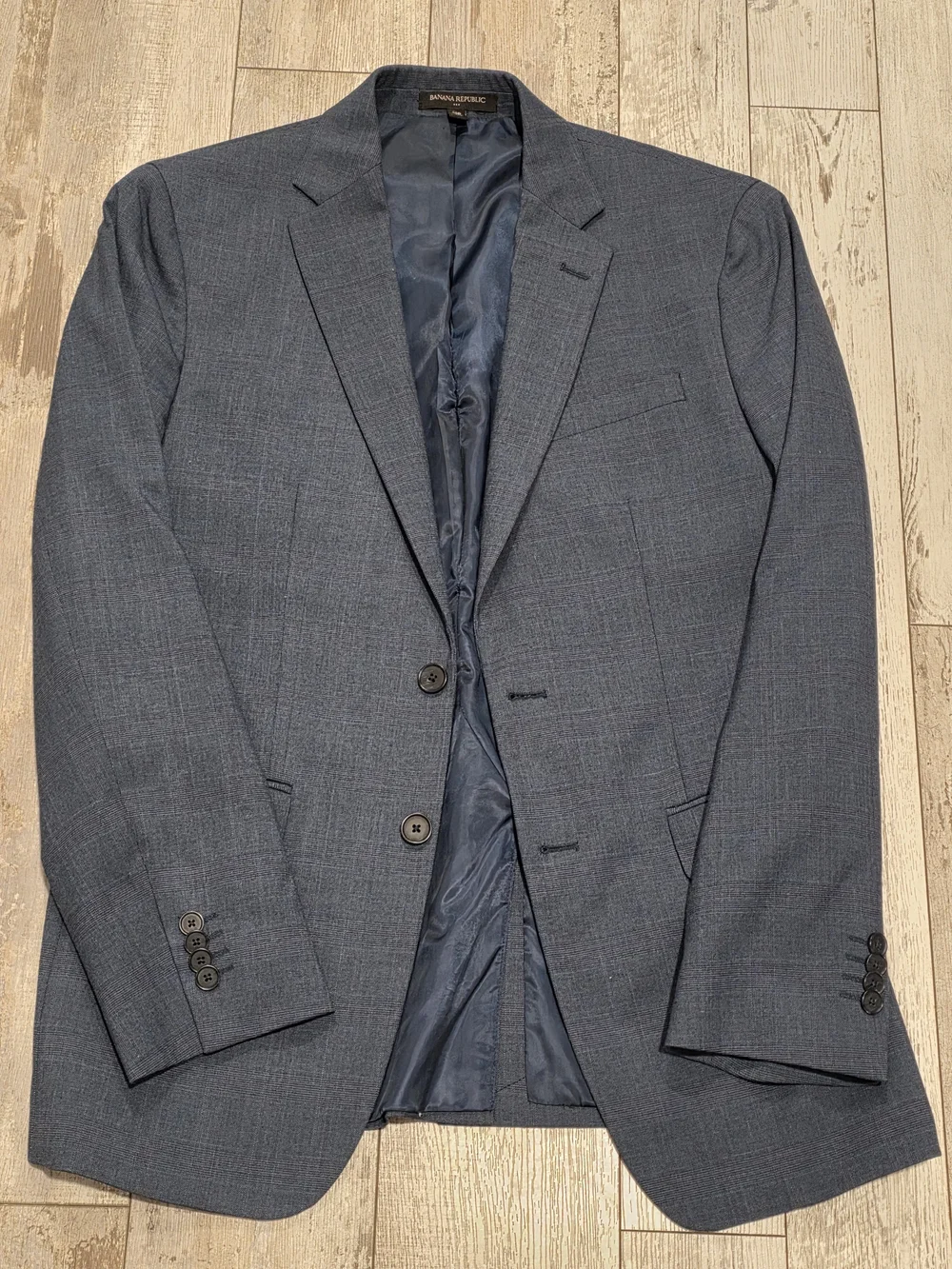38R Men's Banana Republic Blazer Blue Tartan Plaid Slim Fit Sport Coat